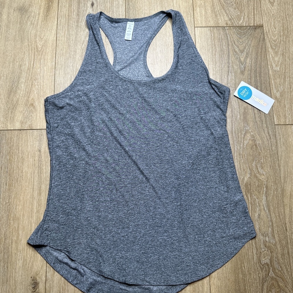 Marika Women's XL Dry Wik Racerback Tank Top Activewear Heathered Gray NEW